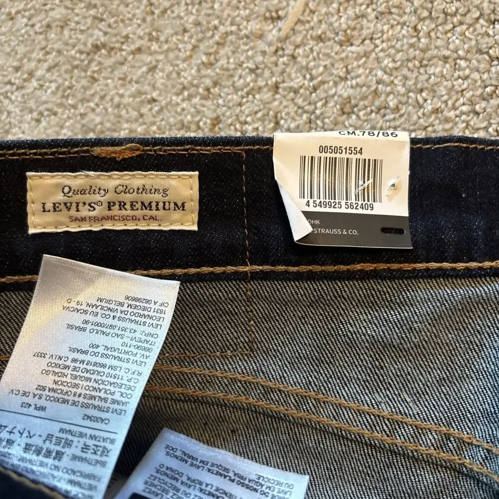 Levi's Premium 505 Regular Men's Dark Blue Stretch Straight Denim Jeans 31/34